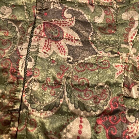 Vintage Petite Sophisticate Vest Large green paisley adjustable waist zip up - Picture 15 of 16